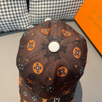 Louis Vuitton cap in dark brown with multicolor monogram icons, circular top button
