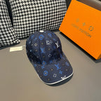 Louis Vuitton navy patterned baseball cap with multicolor monogram motifs and curved brim