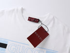 White crewneck T-shirt with Gucci tag on neckline
