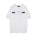 White short-sleeve T-shirt with Gucci logo stripe print at chest