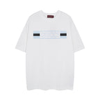 White short-sleeve T-shirt with Gucci logo stripe print at chest