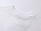 White crewneck T-shirt neckline detail with stitched collar