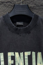 Balenciaga black T-shirt collar with neck label and printed graphic