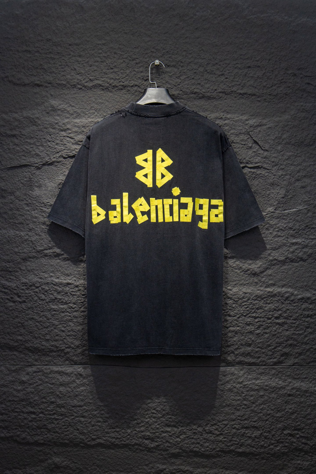 Balenciaga black T-shirt with back yellow and green logo print