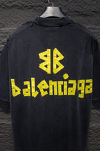 Balenciaga black T-shirt with back yellow logo graphic
