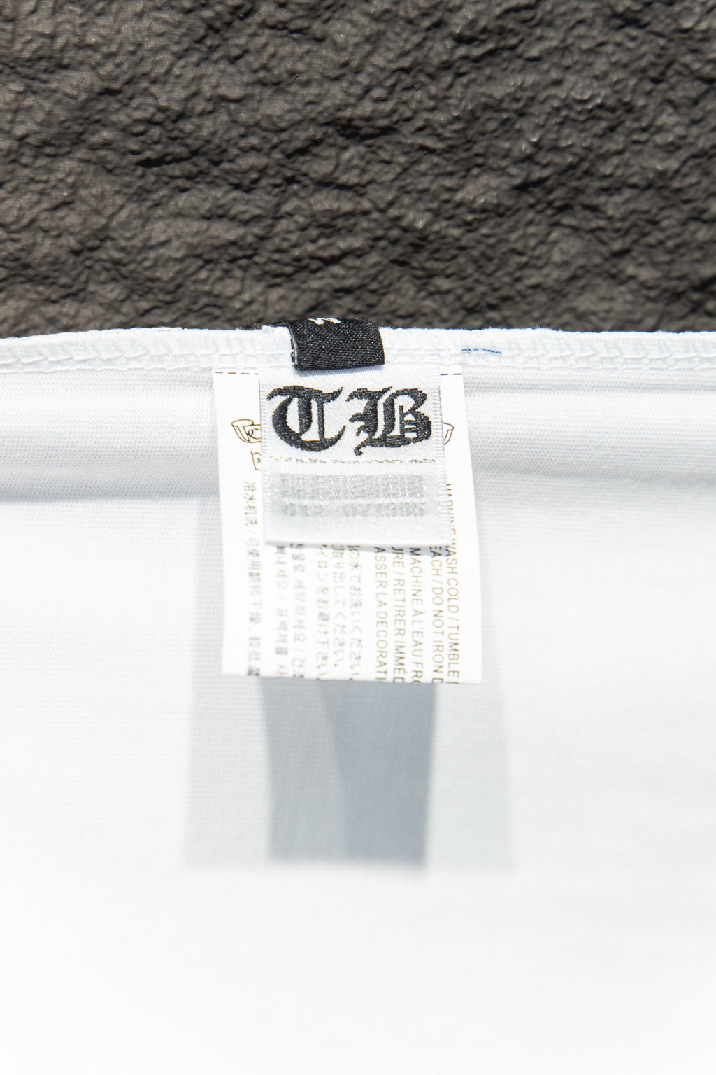 White T-shirt care label inside the collar