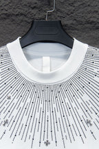Crew-neck T-shirt with studded starburst embellishment across the chest