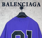 Purple T-shirt back neckline with BALENCIAGA '01' graphic