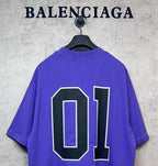 Purple T-shirt with large BALENCIAGA '01' back graphic