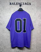 Purple T-shirt with large BALENCIAGA '01' back graphic