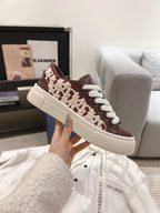 Dior unisex sneakers, burgundy and white lace-up with patterned side overlay