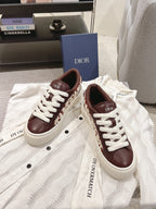 Dior unisex sneakers, dark brown leather, white laces, white midsole, lace-up