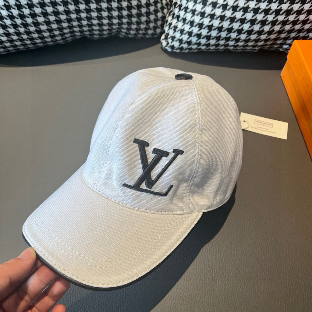 Louis Vuitton cap, white with large LV monogram patch on front
