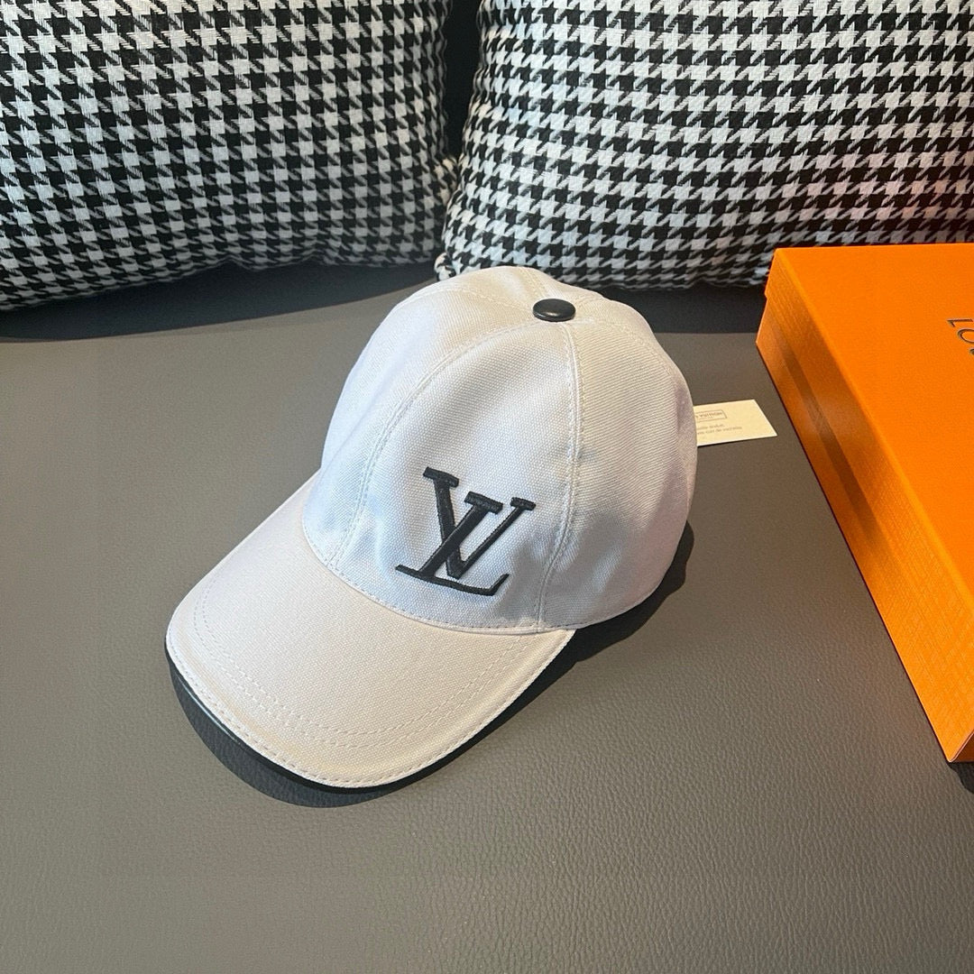 Louis Vuitton cap, white with black LV monogram on curved side