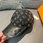 Louis Vuitton monogram baseball cap with dark brim and all-over LV pattern
