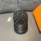 Louis Vuitton monogram baseball cap with dark check panel on brim