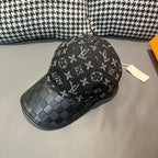Louis Vuitton monogram baseball cap with gray check brim panel