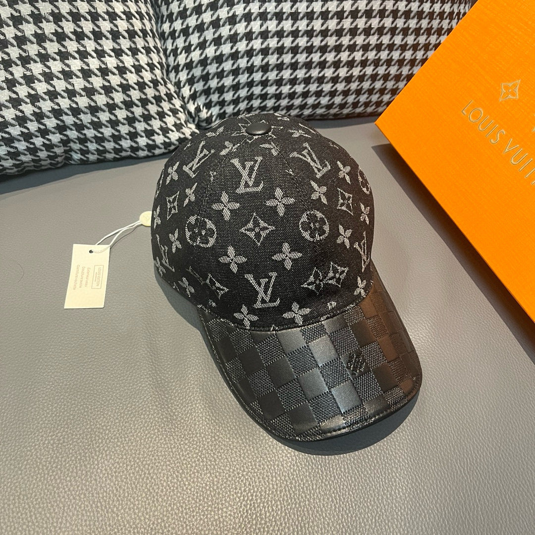 Louis Vuitton monogram baseball cap with checkered brim panel