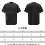 Black short-sleeve T-shirt front and back views with embroidered chest logo graphic