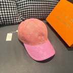 Louis Vuitton two-tone monogram cap, peach crown with pink checkered brim