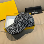 Fendi cap in black with white all-over geometric logo pattern