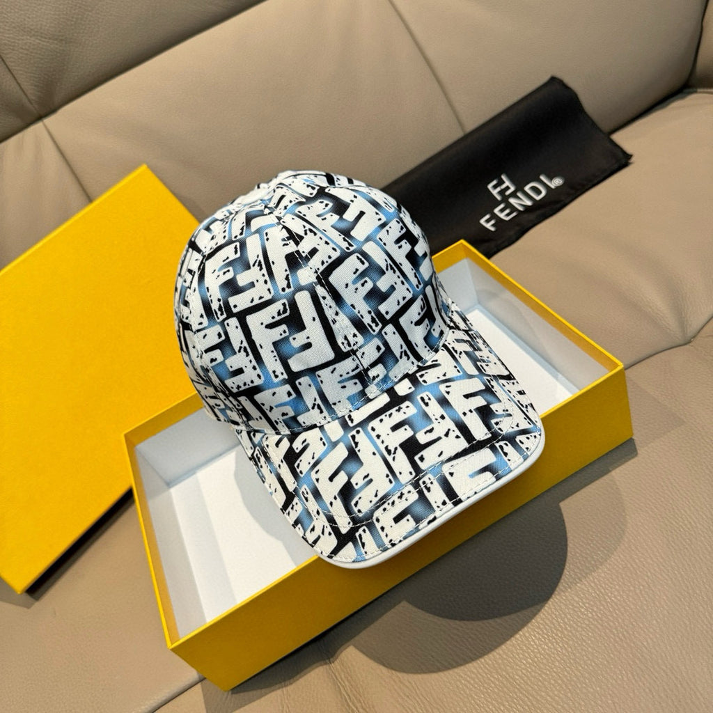 Fendi baseball cap with white and blue abstract logo print