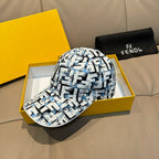 Fendi baseball cap with front panel print in blue, white, and black