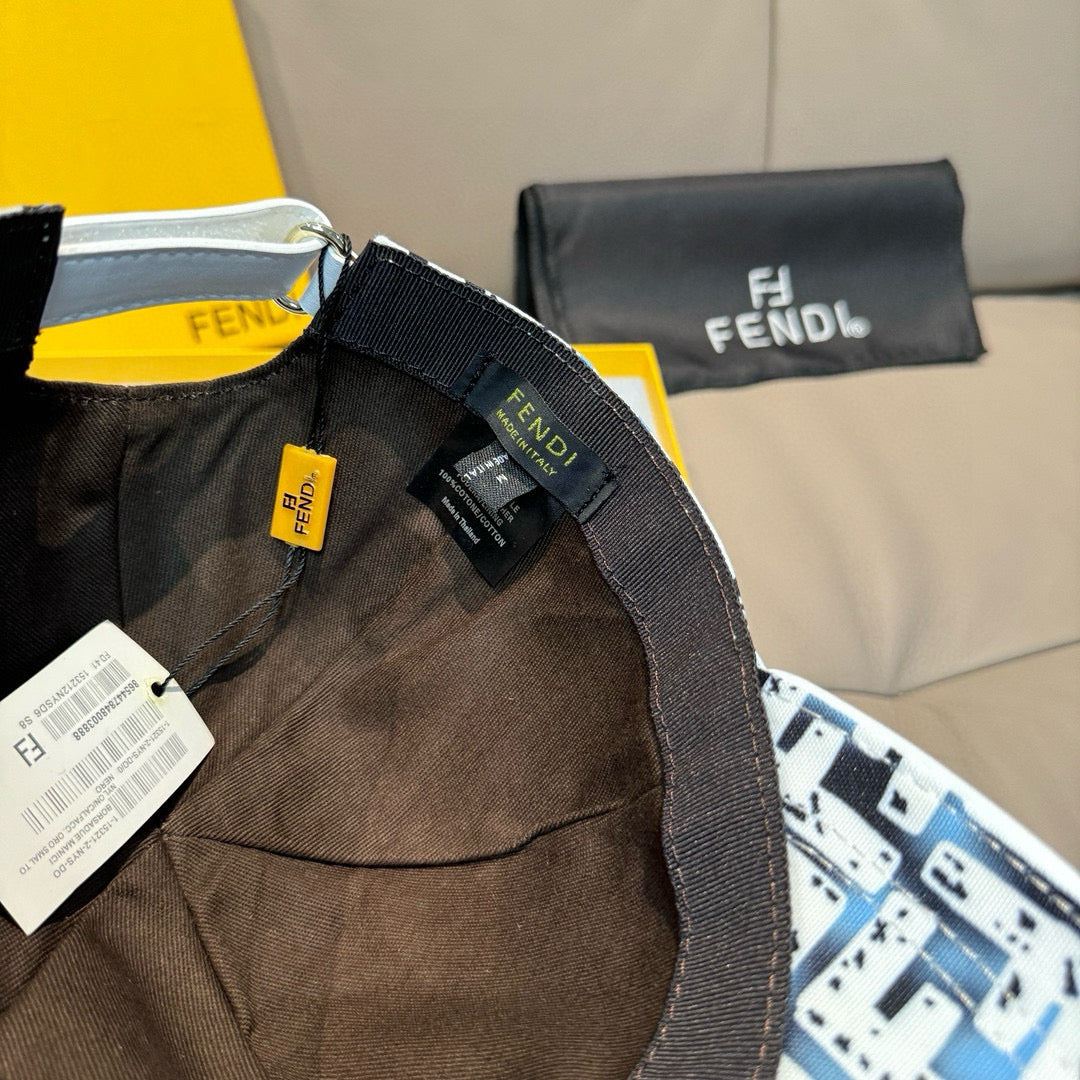 Fendi cap inside view with adjustable strap and black/green Fendi logo