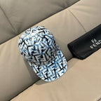 Fendi patterned baseball cap, white base with blue and black blocks