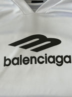 Balenciaga logo print on white long-sleeve top
