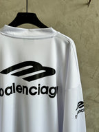 Balenciaga white long hoodie with large front logo print