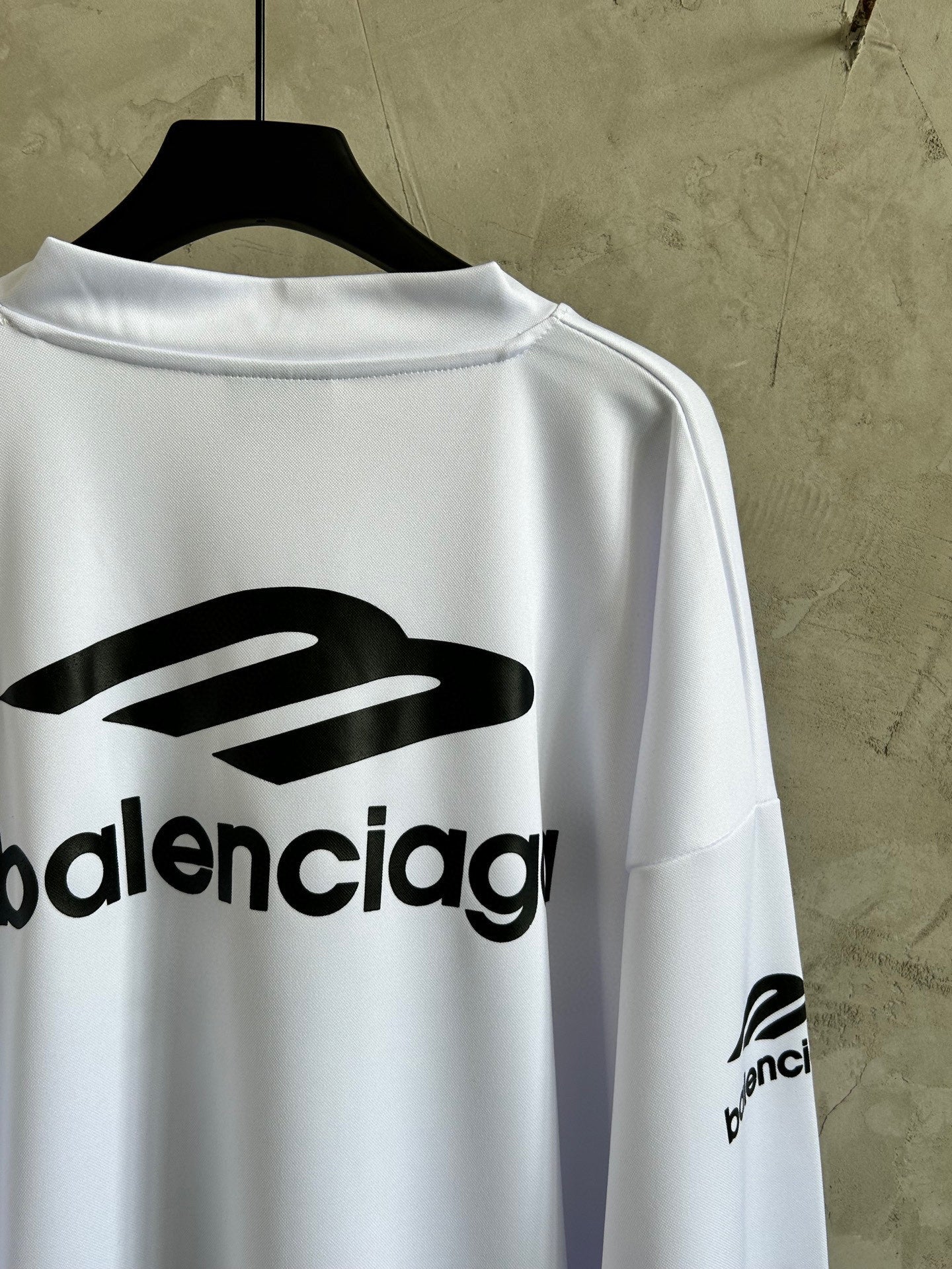 Balenciaga white long hoodie with large front logo print