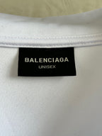 Balenciaga UNISEX size label on white long-sleeve V-neck top
