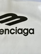 Balenciaga logo text print on white front of long-sleeve top