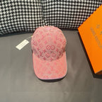 Pink monogram baseball cap with stitched brim and curved crown