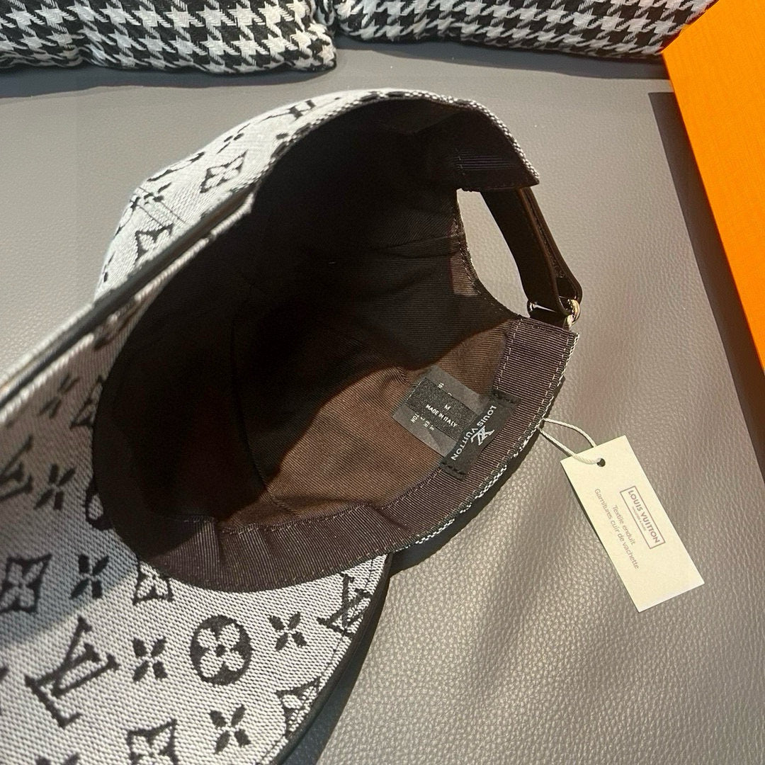 Louis Vuitton cap interior with stitched lining and size label, monogram shell