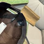 Gucci baseball cap interior, black strap with size tag and Gucci branding label