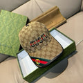 Gucci GG baseball cap, beige canvas with red-green Web stripe and embroidered logo