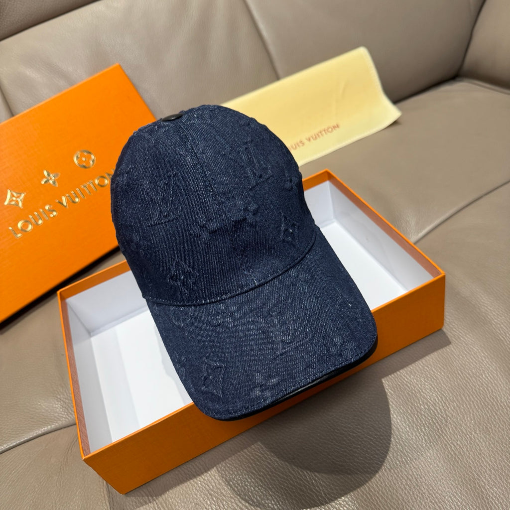 Louis Vuitton monogram denim baseball cap, dark navy blue, curved brim