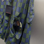 Checked jacket sleeve with drawcord hem and branded side pocket tag