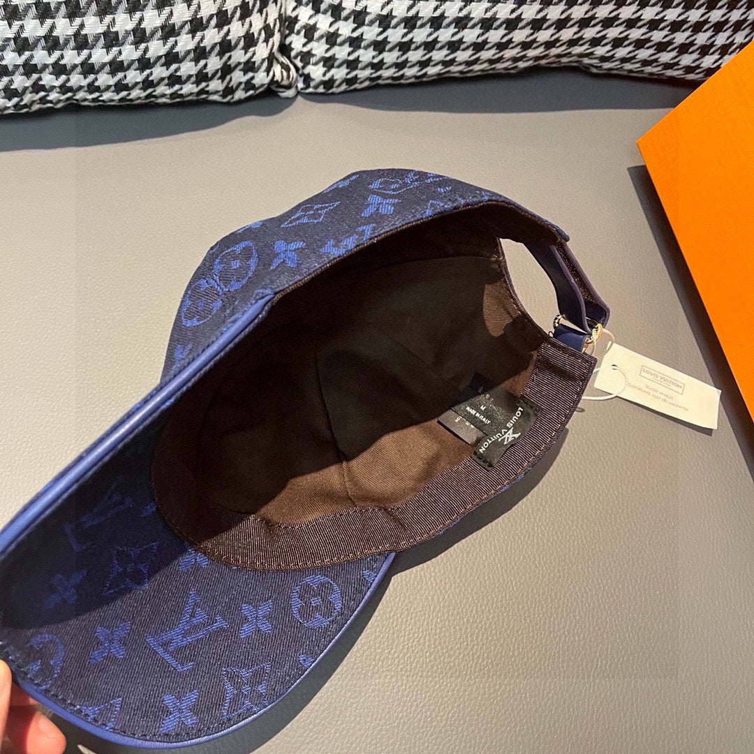 Louis Vuitton monogram baseball cap interior view with dark lining