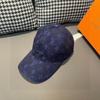 Louis Vuitton monogram baseball cap in dark blue with tonal logo pattern