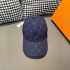Louis Vuitton monogram baseball cap, dark blue, front view with embroidered pattern