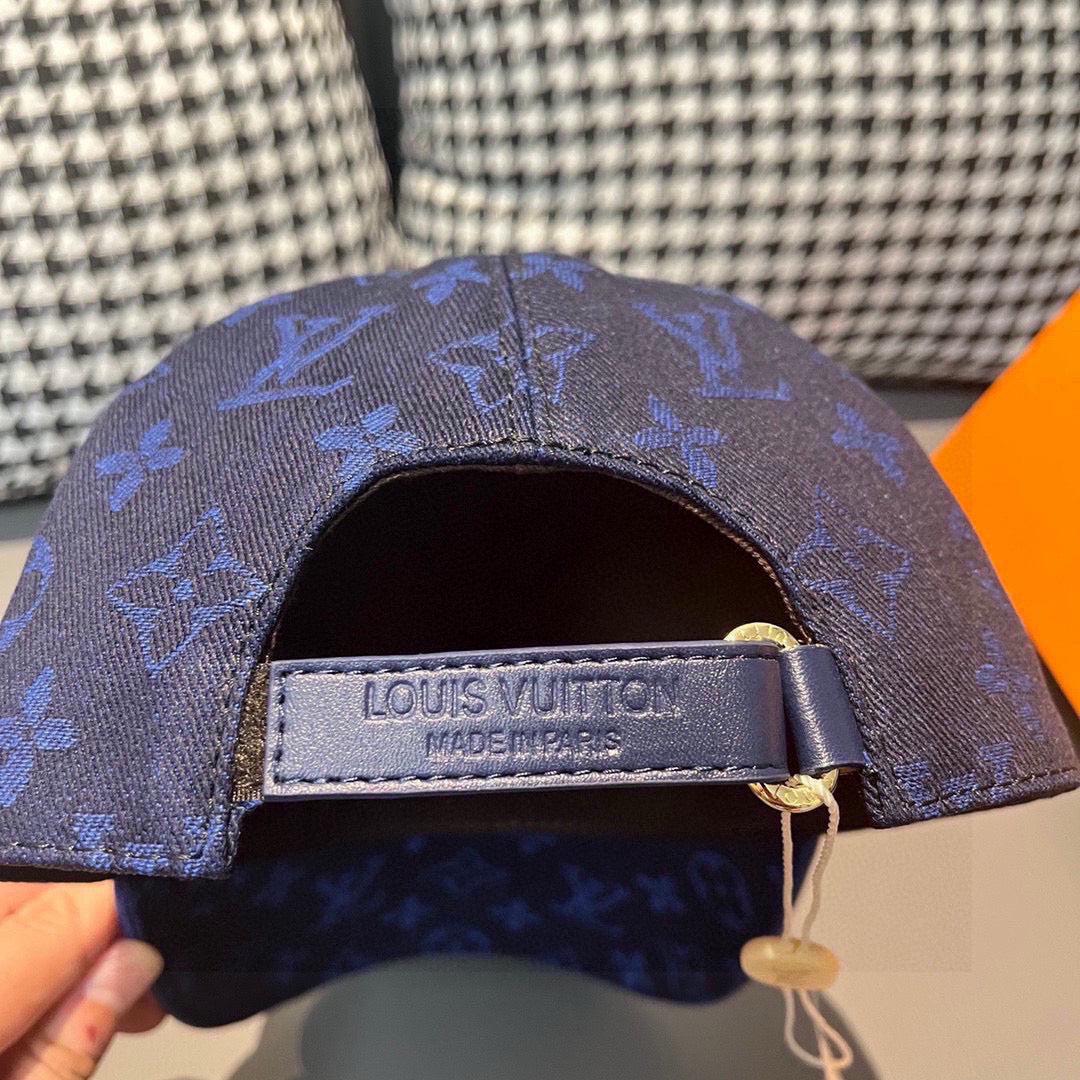 Louis Vuitton monogram baseball cap with adjustable strap and leatherette logo patch
