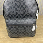 Coah patterned mini backpack with front zipper and gray-toned monogram fabric