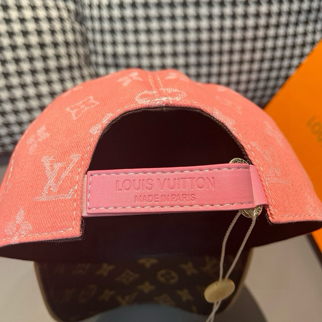 Louis Vuitton cap, pink interior label strap with black lining under brim