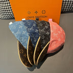 Louis Vuitton trio caps set, blue, black, and pink monogram baseball caps
