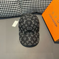 Louis Vuitton monogram baseball cap, black with repeating light logo pattern