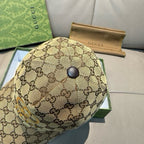 Tan GG-print baseball cap with round button top detail