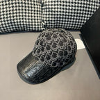 Dior baseball cap side view with textured monogram and perforated dark brim.